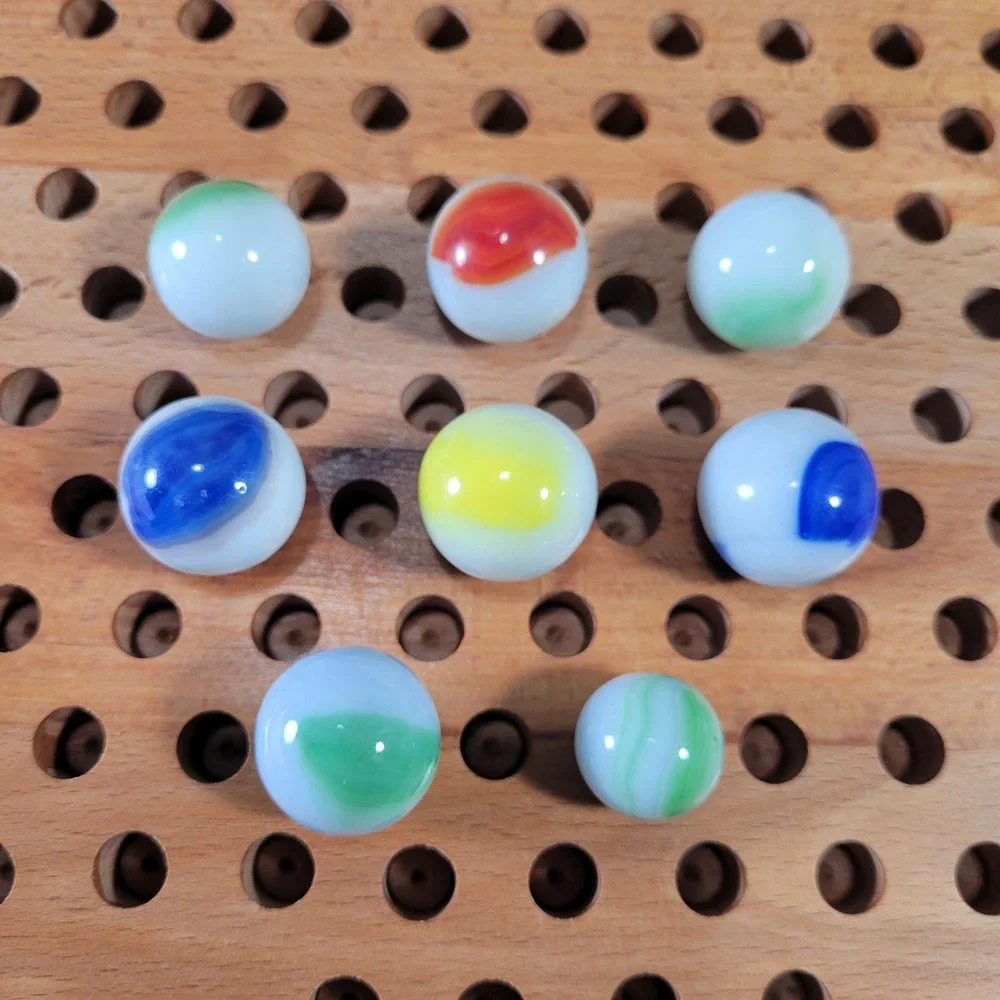 8 Vintage UV Reactive Glow Shooter Glass Marbles Blue Green Orange Swirl Patch - Picture 4 of 4